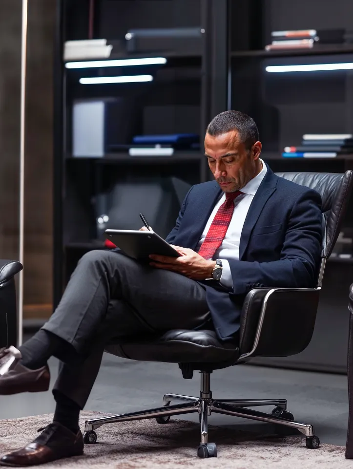 homem a analisar o progresso